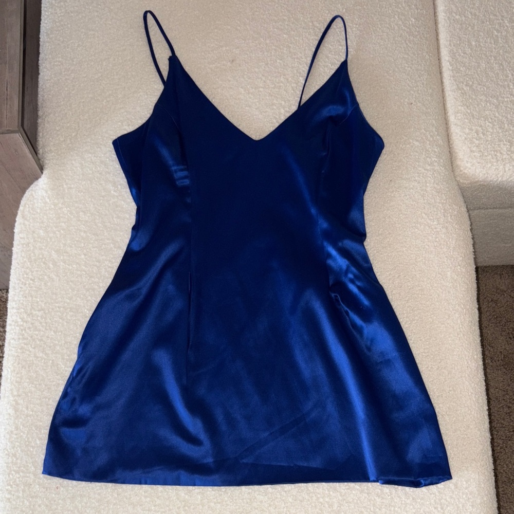 Sleek Blue Satin Mini Dress